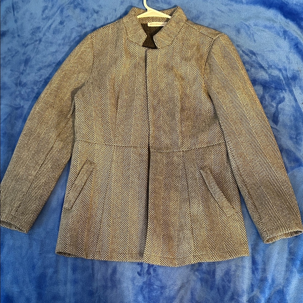 Women's Herringbone Pea Coat - Gray